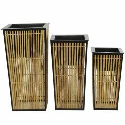 Litton Lane 14 in. W x 27 in. H Brown Wicker Planter (3-Pack) -Litton Lane Sales Store brown litton lane plant pots 042927 31 1000