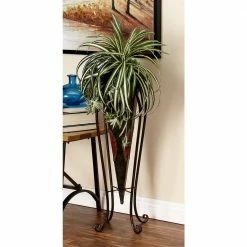 Litton Lane 30 in. x 10 in. Brown Metal Rustic Planter (Set of 2) -Litton Lane Sales Store brown litton lane plant pots 22766 31 1000
