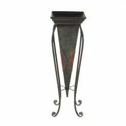 Litton Lane 30 in. x 10 in. Brown Metal Rustic Planter (Set of 2) -Litton Lane Sales Store brown litton lane plant pots 22766 4f 1000