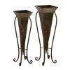 Litton Lane 30 in. x 10 in. Brown Metal Rustic Planter (Set of 2) -Litton Lane Sales Store brown litton lane plant pots 22766 64 1000