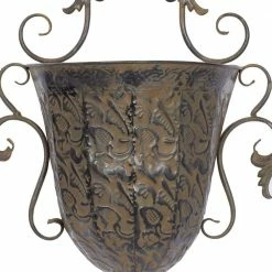 Litton Lane 22 in. x 16 in. Brown Metal Traditional Planter (Set of 2) 16 Litton Lane 22 in. x 16 in. Brown Metal Traditional Planter (Set of 2) -Litton Lane Sales Store brown litton lane plant pots 69133 4f 1000