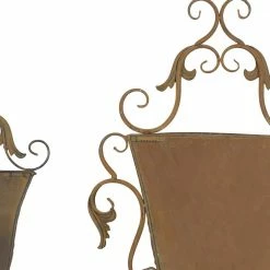 Litton Lane 22 in. x 16 in. Brown Metal Traditional Planter (Set of 2) 14 Litton Lane 22 in. x 16 in. Brown Metal Traditional Planter (Set of 2) -Litton Lane Sales Store brown litton lane plant pots 69133 66 1000