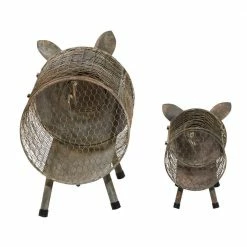 Litton Lane 9 in. x 16 in. Brown Metal Farmhouse Planter (Set of 2)