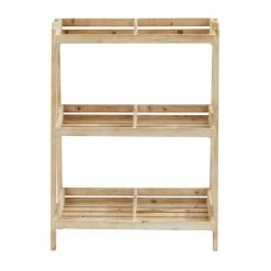 Litton Lane 32 in. Brown Rectangle Wood Plantstand with 3-Tiers -Litton Lane Sales Store brown litton lane plant stands 040420 4f 1000