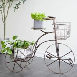 Litton Lane 33 in. H x 41 in. W Brown Specialty Metal Indoor Plant Stand -Litton Lane Sales Store brown litton lane plant stands 041209 31 1000