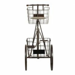 Litton Lane 33 in. H x 41 in. W Brown Specialty Metal Indoor Plant Stand -Litton Lane Sales Store brown litton lane plant stands 041209 44 1000