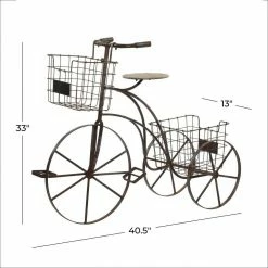 Litton Lane 33 in. H x 41 in. W Brown Specialty Metal Indoor Plant Stand -Litton Lane Sales Store brown litton lane plant stands 041209 76 1000