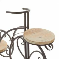 Litton Lane 19 in. Brown Round Metal Bicycle Plantstand with 2-Tiers -Litton Lane Sales Store brown litton lane plant stands 66555 44 1000