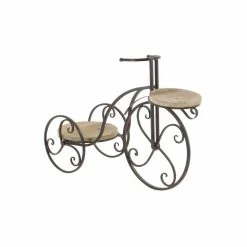 Litton Lane 19 in. Brown Round Metal Bicycle Plantstand with 2-Tiers -Litton Lane Sales Store brown litton lane plant stands 66555 4f 1000