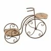 Litton Lane 19 in. Brown Round Metal Bicycle Plantstand with 2-Tiers