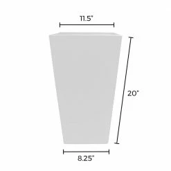 Bloem Finley Tall Tapered Square Resin Planter 20 in. Casper White -Litton Lane Sales Store casper white bloem plant pots fps2009 6 40 1000
