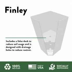 Bloem Finley Tall Tapered Square Resin Planter 20 in. Casper White -Litton Lane Sales Store casper white bloem plant pots fps2009 6 4f 1000