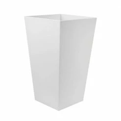 Bloem Finley Tall Tapered Square Resin Planter 20 in. Casper White
