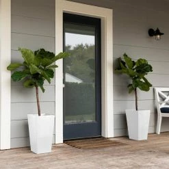 Bloem Finley Tall Tapered Square Resin Planter 20 in. Casper White -Litton Lane Sales Store casper white bloem plant pots fps2009 6 c3 1000