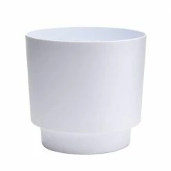 Bloem Hopson Medium 10 in. Casper White Plastic Planter with Metal Gold Stand 17 Bloem Hopson Medium 10 in. Casper White Plastic Planter with Metal Gold Stand -Litton Lane Sales Store casper white bloem plant pots hop1009 m 40 1000