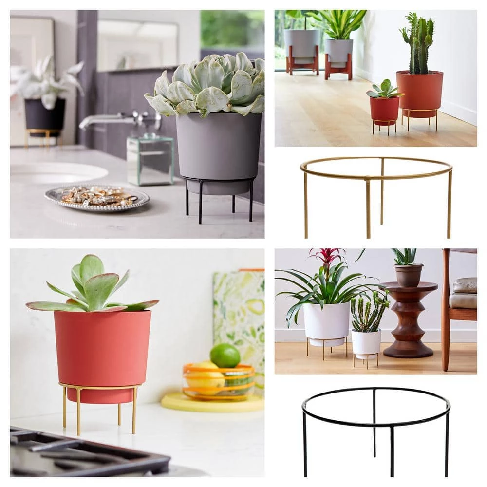 Bloem Hopson Medium 10 in. Casper White Plastic Planter with Metal Gold Stand 14 Bloem Hopson Medium 10 in. Casper White Plastic Planter with Metal Gold Stand - Image 12