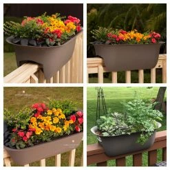 Bloem Modica 26 in. Casper White Plastic Deck Rail Planter -Litton Lane Sales Store casper white bloem railing planters mr2409 44 1000