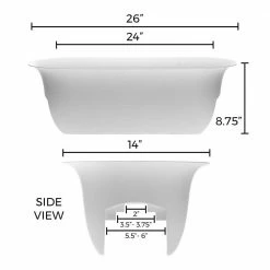 Bloem Modica 26 in. Casper White Plastic Deck Rail Planter -Litton Lane Sales Store casper white bloem railing planters mr2409 a0 1000