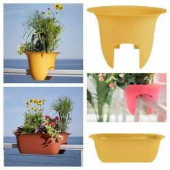 Bloem Modica 26 in. Casper White Plastic Deck Rail Planter -Litton Lane Sales Store casper white bloem railing planters mr2409 fa 1000