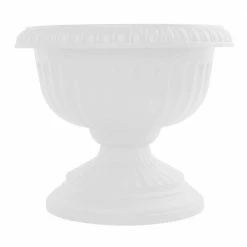 Bloem Grecian 12 in. Casper White Plastic Urn Planter