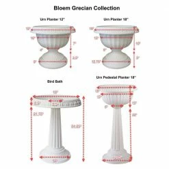 Bloem Grecian 12 in. Casper White Plastic Urn Planter -Litton Lane Sales Store casper white bloem urn planters gu12 09 a0 1000