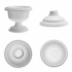 Bloem Grecian 18 in. Casper White Plastic Urn Planter -Litton Lane Sales Store casper white bloem urn planters gu18 09 a0 1000