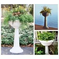 Bloem Grecian 32 in. Casper White Plastic Urn Tall Pedestal Planter -Litton Lane Sales Store casper white bloem urn planters gu180 09 77 1000