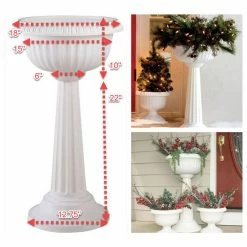 Bloem Grecian 32 in. Casper White Plastic Urn Tall Pedestal Planter -Litton Lane Sales Store casper white bloem urn planters gu180 09 a0 1000