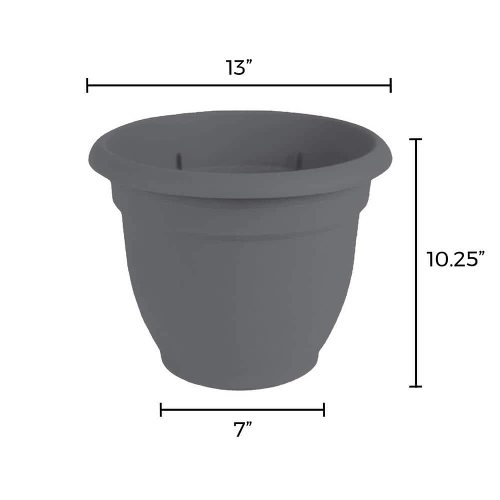 Bloem Ariana 13 in. Charcoal Grey Plastic Self-Watering Planter 6 Bloem Ariana 13 in. Charcoal Grey Plastic Self-Watering Planter - Image 4