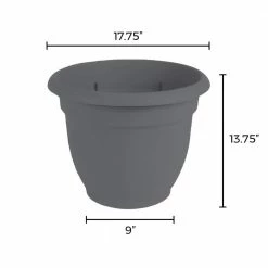 Bloem Ariana 17.75 in. Charcoal Grey Plastic Self-Watering Planter -Litton Lane Sales Store charcoal bloem plant pots ap16908 a0 1000
