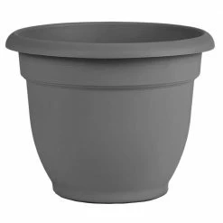 Bloem Ariana 21.5 in. Charcoal Grey Plastic Self-Watering Planter