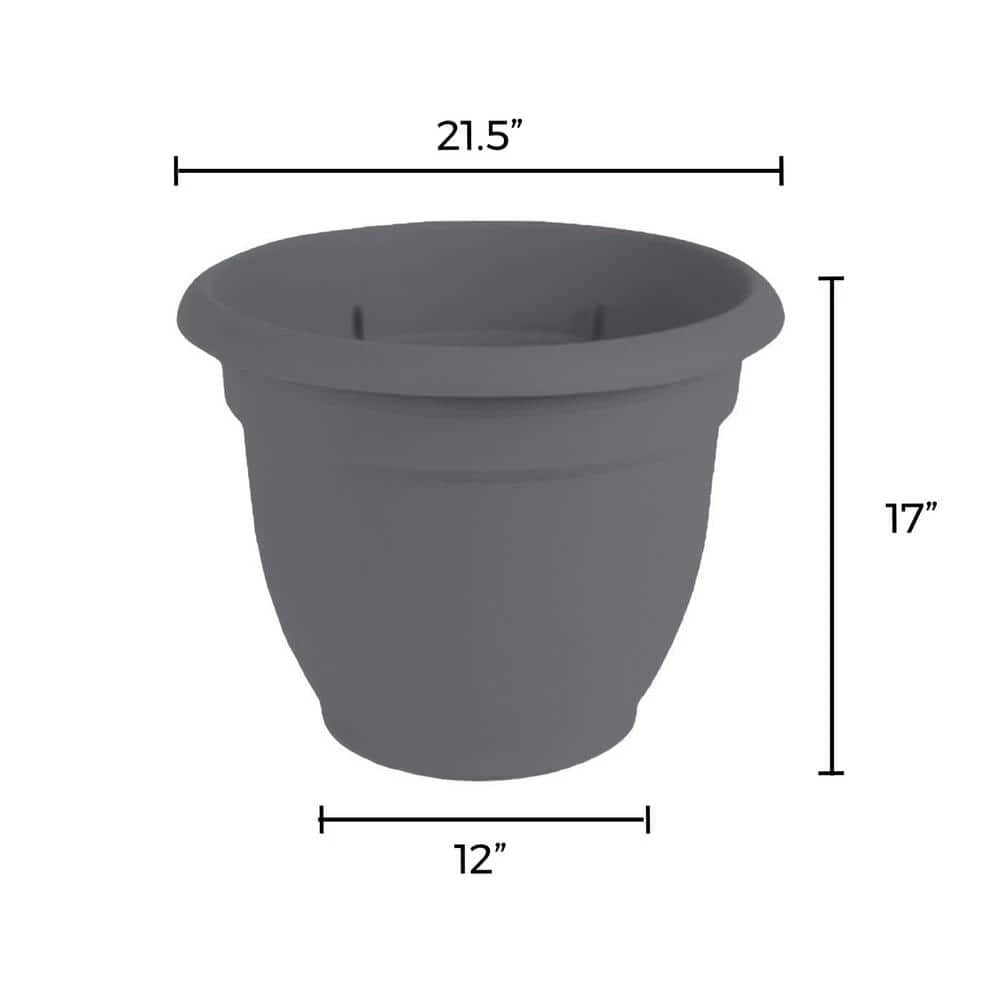 Bloem Ariana 21.5 in. Charcoal Grey Plastic Self-Watering Planter 6 Bloem Ariana 21.5 in. Charcoal Grey Plastic Self-Watering Planter - Image 4