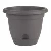 Bloem Lucca 6.75 in. Charcoal Plastic Self-Watering Planter with Saucer -Litton Lane Sales Store charcoal bloem plant pots lp06908 64 1000