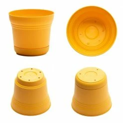 Bloem Saturn 10 in. Charcoal Plastic Planter with Saucer -Litton Lane Sales Store charcoal bloem plant pots sp10908 1d 1000