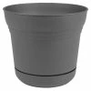 Bloem Saturn 10 in. Charcoal Plastic Planter with Saucer -Litton Lane Sales Store charcoal bloem plant pots sp10908 64 1000