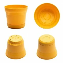 Bloem Saturn 14 in. Charcoal Plastic Planter with Saucer -Litton Lane Sales Store charcoal bloem plant pots sp14908 1d 1000