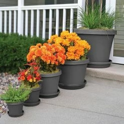 Bloem Terra 6 in. Charcoal Plastic Planter -Litton Lane Sales Store charcoal bloem plant pots tr06908 31 1000