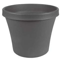 Bloem Terra 12 in. x 10.75 in. Charcoal Plastic Planter
