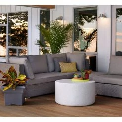 Bloem Veranda Square 18 in. Charcoal Plastic Deck Box Planter -Litton Lane Sales Store charcoal bloem plant pots ver18908 31 1000