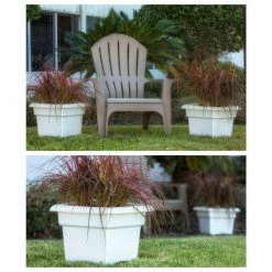 Bloem Veranda Square 18 in. Charcoal Plastic Deck Box Planter -Litton Lane Sales Store charcoal bloem plant pots ver18908 66 1000