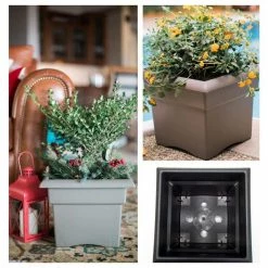 Bloem Veranda Square 18 in. Charcoal Plastic Deck Box Planter -Litton Lane Sales Store charcoal bloem plant pots ver18908 a0 1000