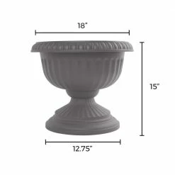 Bloem Grecian 18 in. Charcoal Plastic Urn Planter -Litton Lane Sales Store charcoal bloem urn planters gu18 908 a0 1000