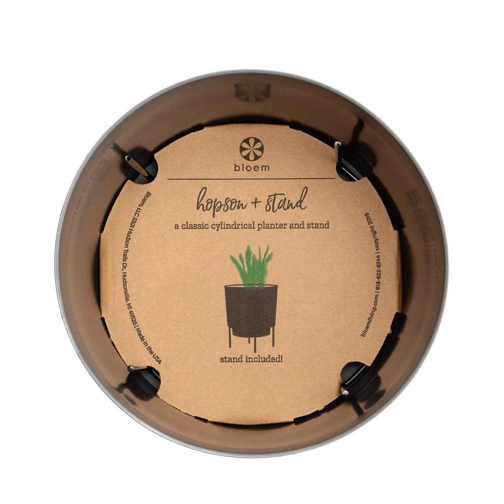 Bloem Hopson Small 6 in. Charcoal Gray Plastic Planter with Metal Black Stand 7 Bloem Hopson Small 6 in. Charcoal Gray Plastic Planter with Metal Black Stand - Image 5