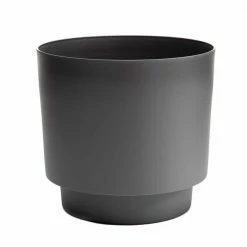 Bloem Hopson Medium 10 in. Charcoal Gray Plastic Planter with Metal Black Stand -Litton Lane Sales Store charcoal gray bloem plant pots hop10908 m 40 1000