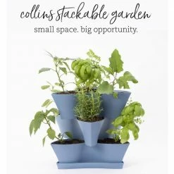 Bloem Collins Medium 16 in. 2-Tier Charcoal Gray Modular Multi-Level Vertical Herb Planter 12 Bloem Collins Medium 16 in. 2-Tier Charcoal Gray Modular Multi-Level Vertical Herb Planter -Litton Lane Sales Store charcoal gray bloem vertical garden planters col16908 2 1d 1000