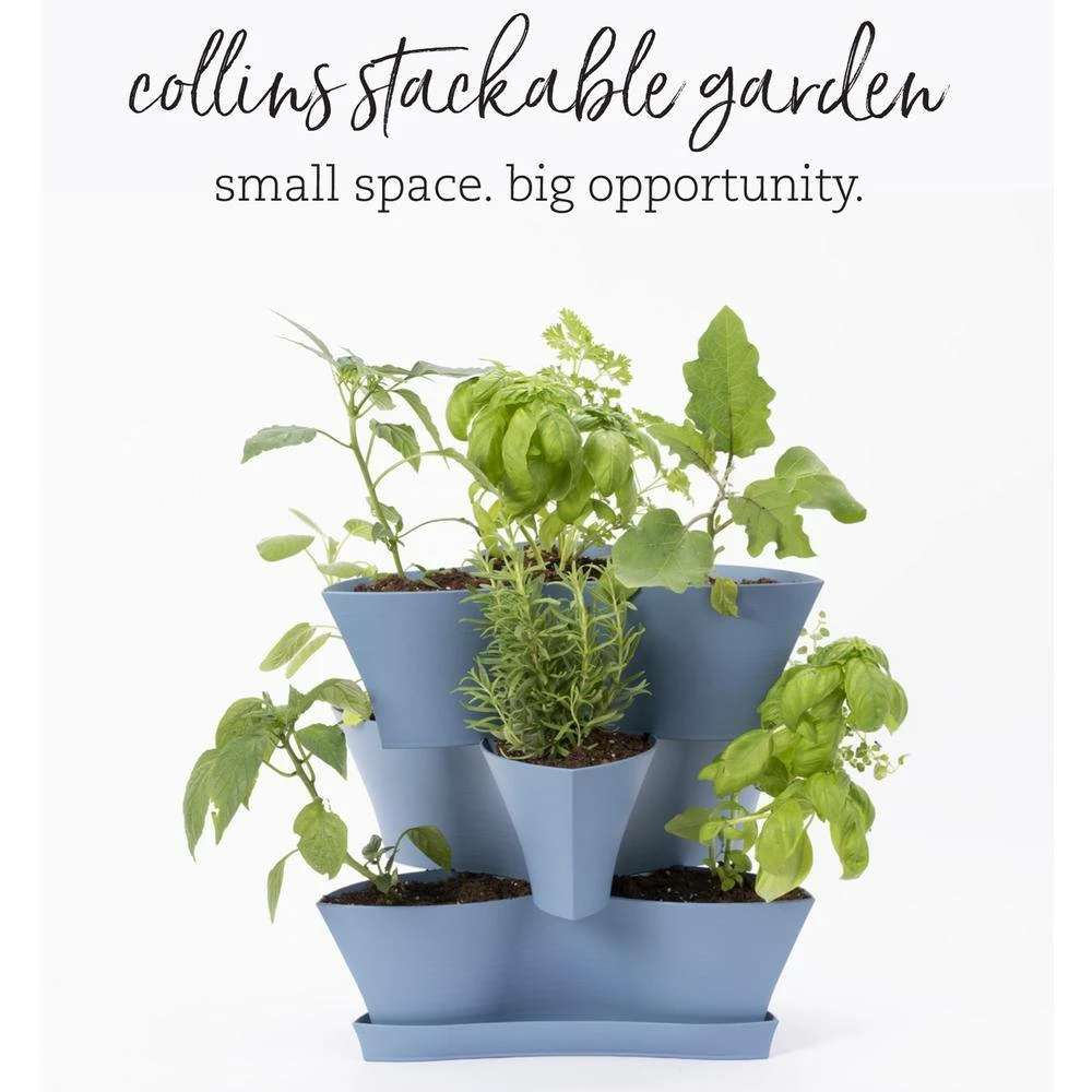 Bloem Collins Medium 16 in. 2-Tier Charcoal Gray Modular Multi-Level Vertical Herb Planter 7 Bloem Collins Medium 16 in. 2-Tier Charcoal Gray Modular Multi-Level Vertical Herb Planter - Image 5