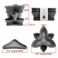 Bloem Collins Medium 16 in. 2-Tier Charcoal Gray Modular Multi-Level Vertical Herb Planter 10 Bloem Collins Medium 16 in. 2-Tier Charcoal Gray Modular Multi-Level Vertical Herb Planter -Litton Lane Sales Store charcoal gray bloem vertical garden planters col16908 2 40 1000