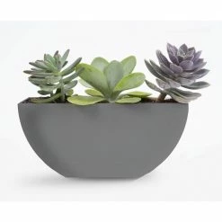 Bloem Bodye Medium 11 in. Charcoal Gray Resin Half Moon Wall Mounted Hanging Planter
