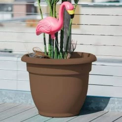 Bloem Ariana 13 in. Chocolate Brown Plastic Self-Watering Planter -Litton Lane Sales Store chocolate bloem plant pots 20 56312ch 40 1000