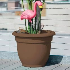 Bloem Ariana 17.75 in. Chocolate Brown Plastic Self-Watering Planter -Litton Lane Sales Store chocolate bloem plant pots 20 56316ch 40 1000